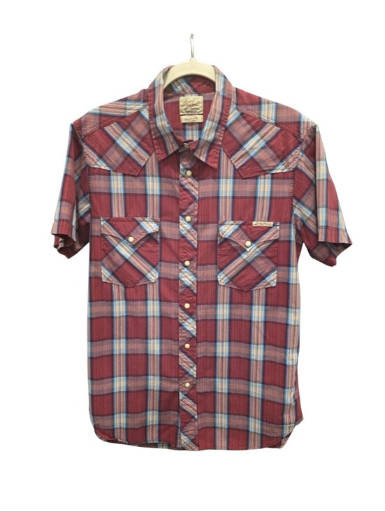 Lucky Brand Other - Lucky Brand Western Pearl Snap Shirt Burgandy Plaid Cowboy Ranchwear Y2K.